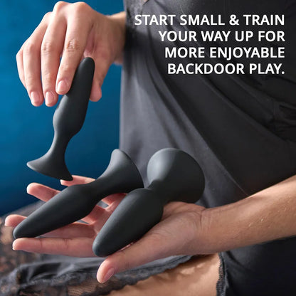 Premium 3-Piece Silicone Anal Training Plug Set with Suction Bases