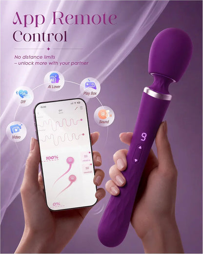 Dual-Ended App-Controlled Wand Vibrator and G-Spot Massager
