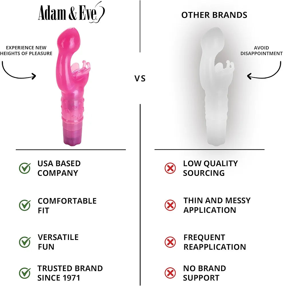 Adam & Eve Butterfly Kiss G-Spot and Clitoral Vibrator - 3-Speed Waterproof Dual Stimulator with Flexible Antennae