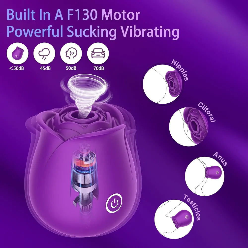 Rose-Shaped Clitoral Sucking Vibrator with 10 Modes and Magnetic Charging