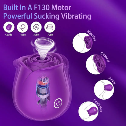 Rose-Shaped Clitoral Sucking Vibrator with 10 Modes and Magnetic Charging