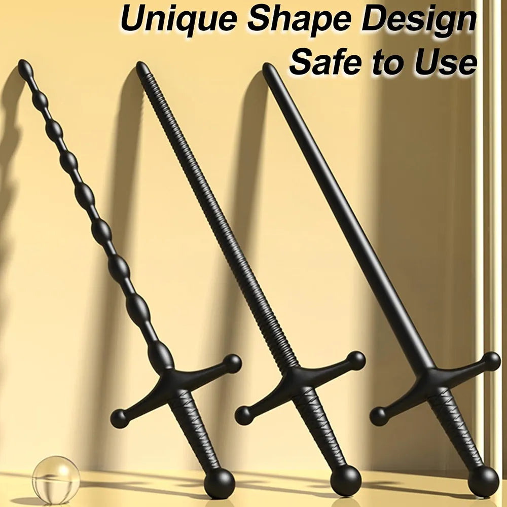 3-Piece Silicone Urethral Sounding Set with Textured Penis Plugs and Dilators for Men