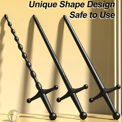 3-Piece Silicone Urethral Sounding Set with Textured Penis Plugs and Dilators for Men