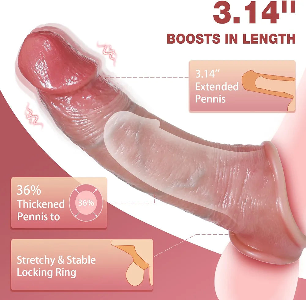 Penis Sleeve Cock Sleeve Vibrator - Male Sex Toys for Men Penis Extender Vibrating Cock Ring, Smart App & Remote Control 10 Modes, Adult Toy Reusable Realistic Penis Enlarger Thicken for Men Couples