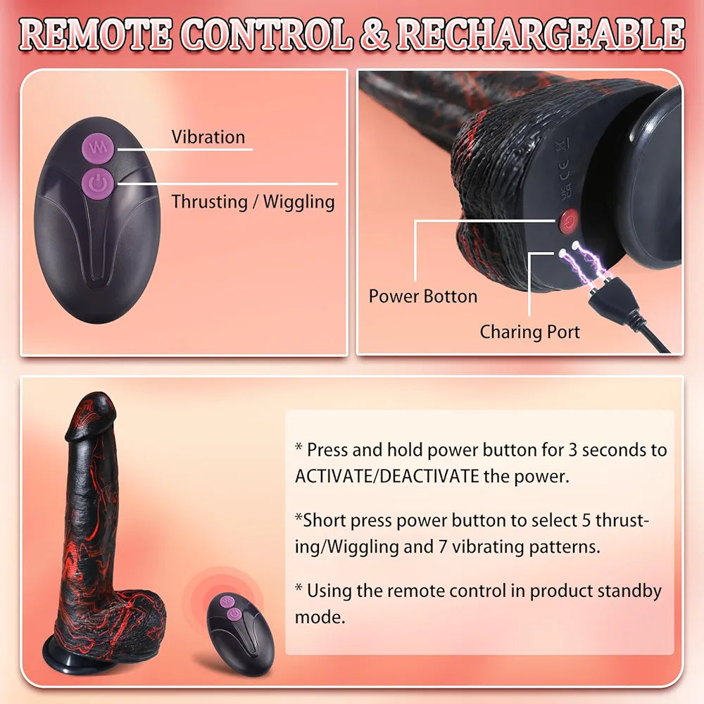 10-Inch Realistic Thrusting and Vibrating Dildo with G-Spot Stimulation for Women and Couples