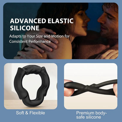 Ergonomic Silicone Penis Ring Set - 3-Piece Adjustable Erection Support with Open-Tip Design