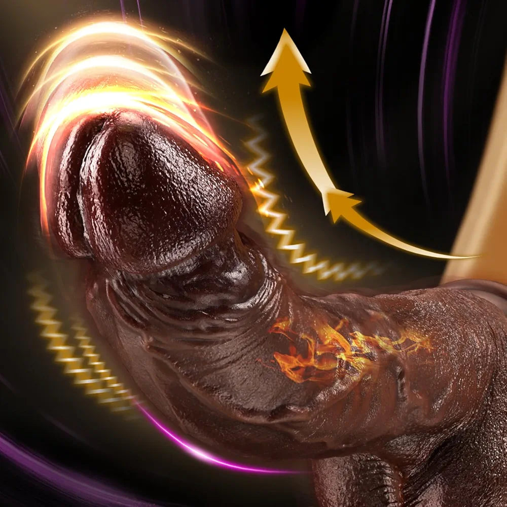 Realistic Heated Thrusting Dildo Vibrator with Suction Cup for G-Spot and Anal Stimulation