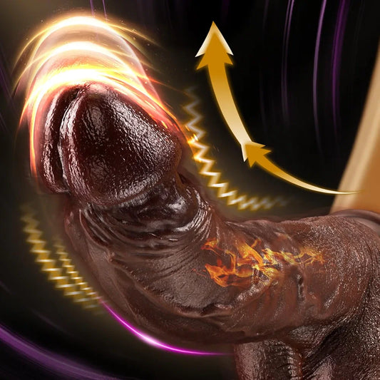 Realistic Heated Thrusting Dildo Vibrator with Suction Cup for G-Spot and Anal Stimulation