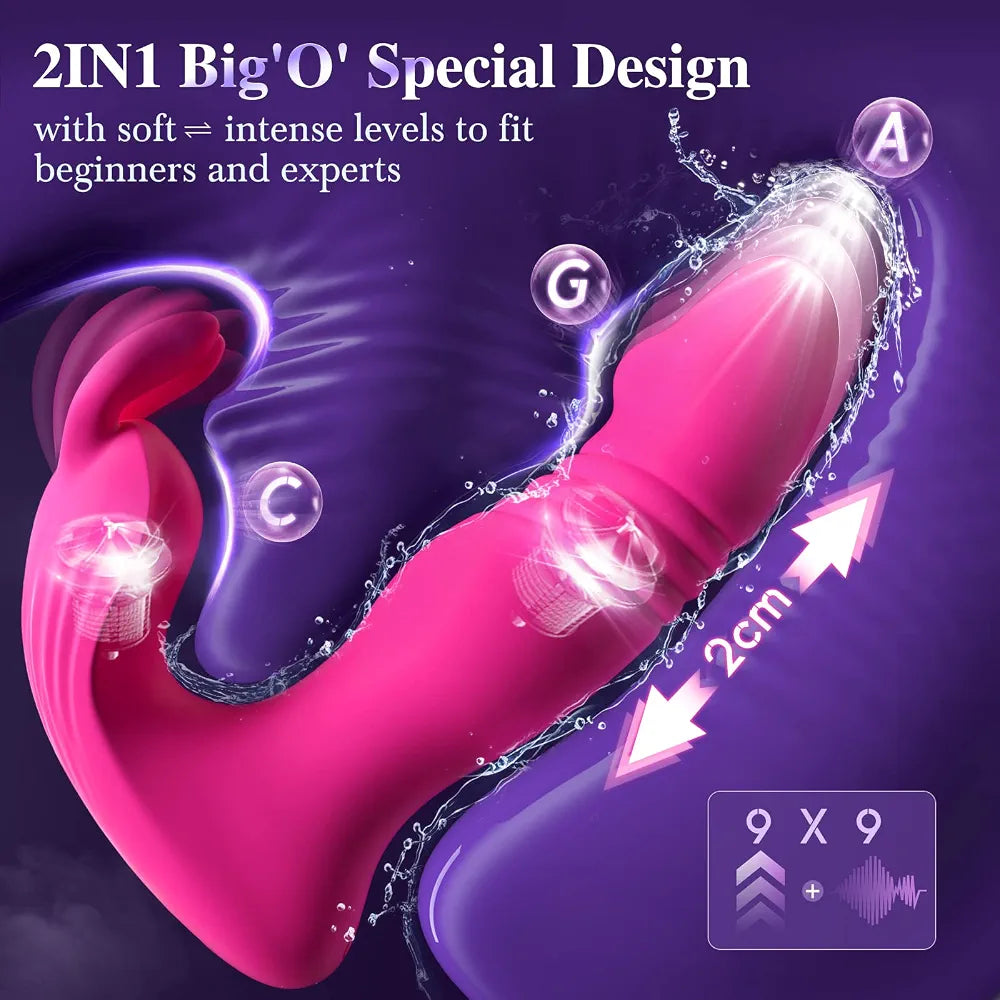 App-Controlled Wearable Bunny Vibrator with Dual Thrusting Dildo Functions