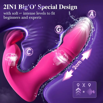 App-Controlled Wearable Bunny Vibrator with Dual Thrusting Dildo Functions