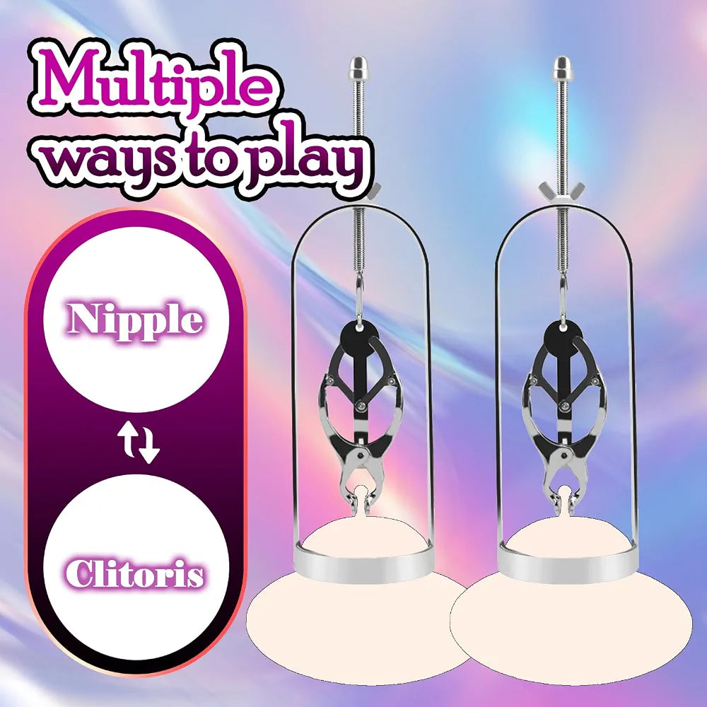 Adjustable BDSM Nipple and Clitoral Stimulation Clamps for Couples