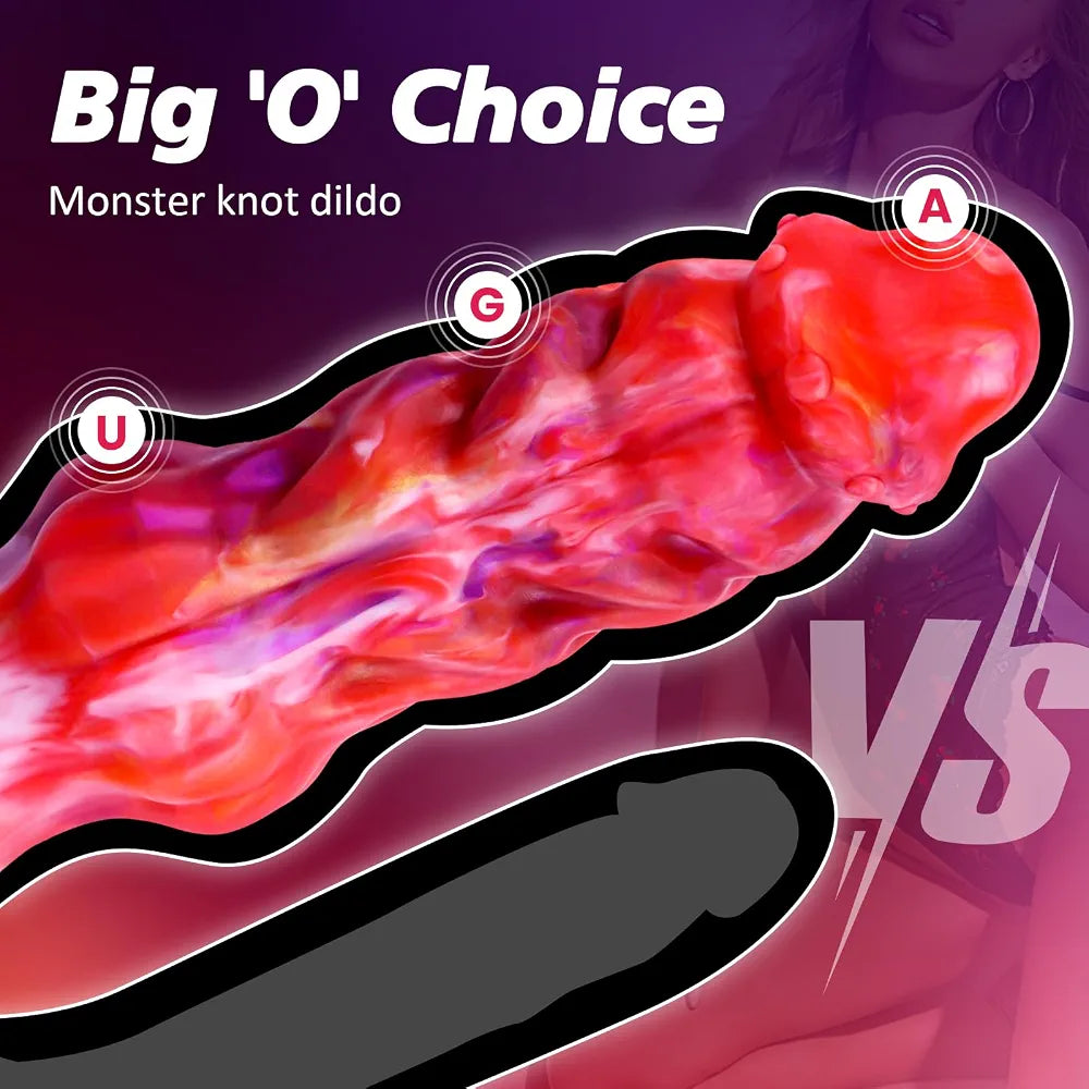 9.1 Inch Realistic Fantasy Dragon Dildo with Suction Cup - Thick Knot Design for G-Spot and Anal Stimulation