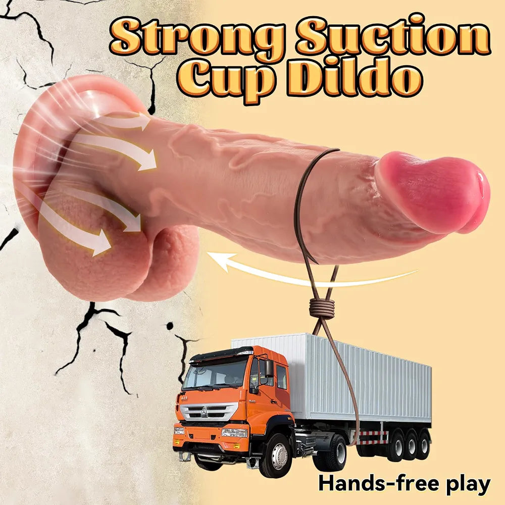 7.87" Realistic Silicone Dildo with Suction Cup - Curved G-Spot Stimulator for Women, Men, and Couples
