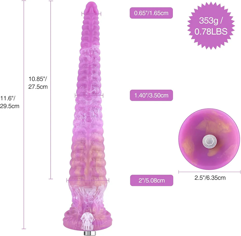 Hismith 11.6-Inch Silicone Fantasy Tentacle Toy with 10.85-Inch Insertable Length and KlicLok System
