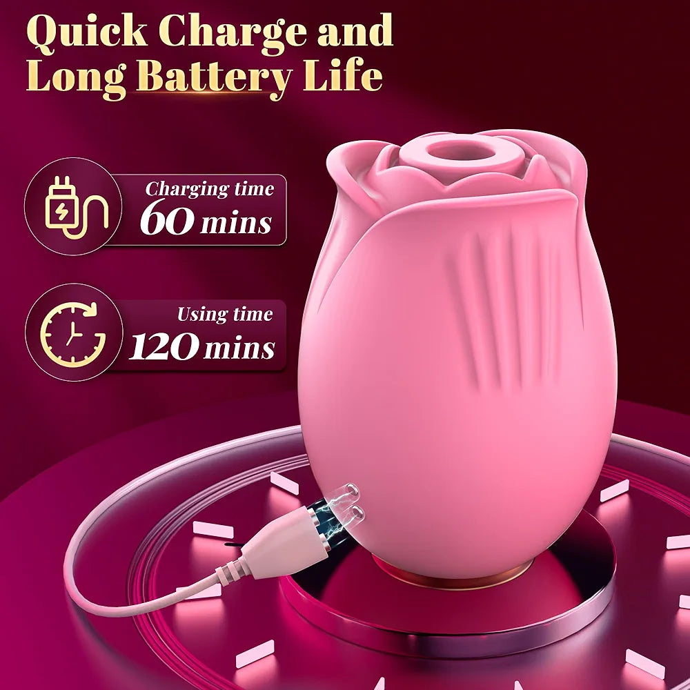 Rose App-Controlled Vibrator: 9-Mode Waterproof Sucking & Clitoral Stimulator for Couples