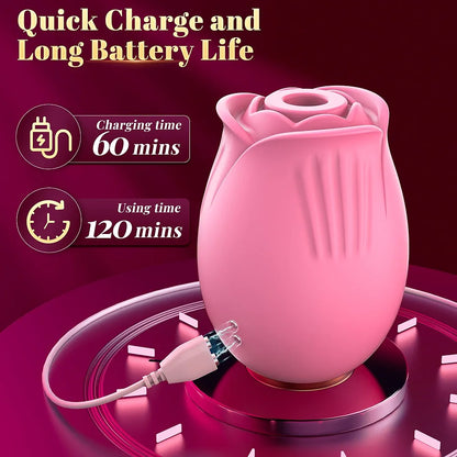Rose App-Controlled Vibrator: 9-Mode Waterproof Sucking & Clitoral Stimulator for Couples