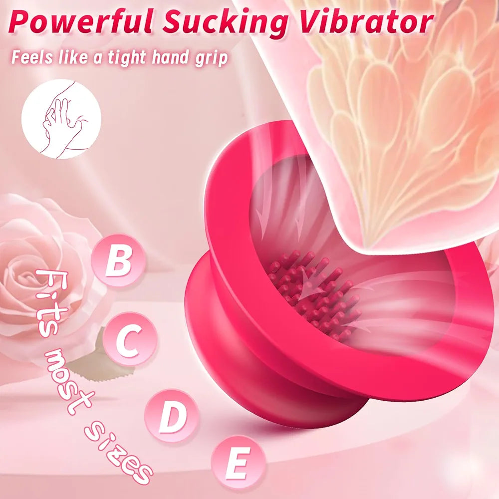 Rose-Shaped Silicone Nipple Suction Vibrator with Multi-Speed Stimulation
