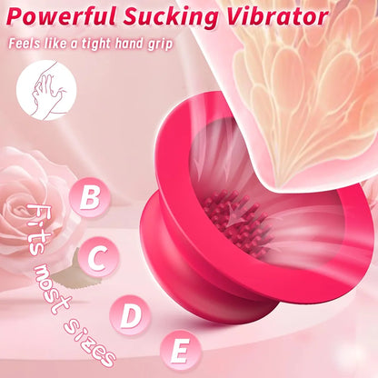 Rose-Shaped Silicone Nipple Suction Vibrator with Multi-Speed Stimulation