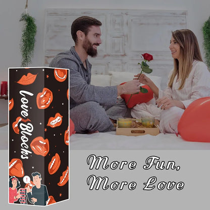 Adult Romantic Stacking Block Game: 54-Piece Flirty Date Night Tumbling Tower