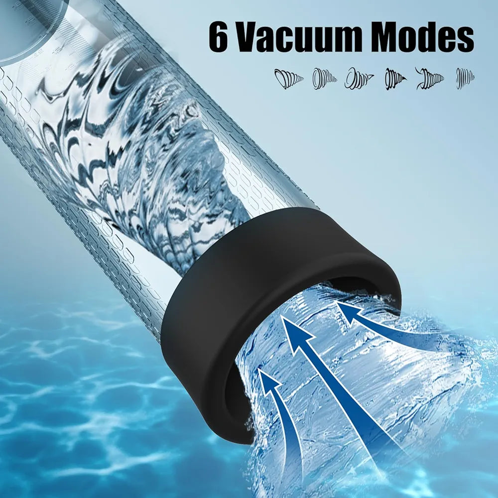 Advanced Electric Vacuum Penis Pump with 6 Suction Levels, 9 Vibration Modes, LED Display, and Integrated Pocket Pussy