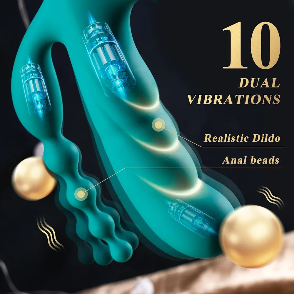 BEBEBEER 3-in-1 Rabbit Vibrator with Heating, Thrusting, and Dual Stimulation