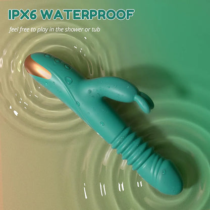 Dual-Action Rabbit Vibrator with Thrusting Dildo and Clitoral Stimulator
