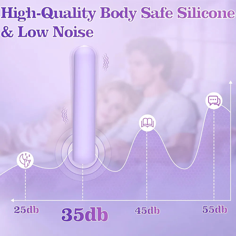 Toyfary Waterproof Mini Bullet Vibrator - 10-Mode Rechargeable Silicone Finger Massager for G-Spot, Nipple, and Anal Stimulation
