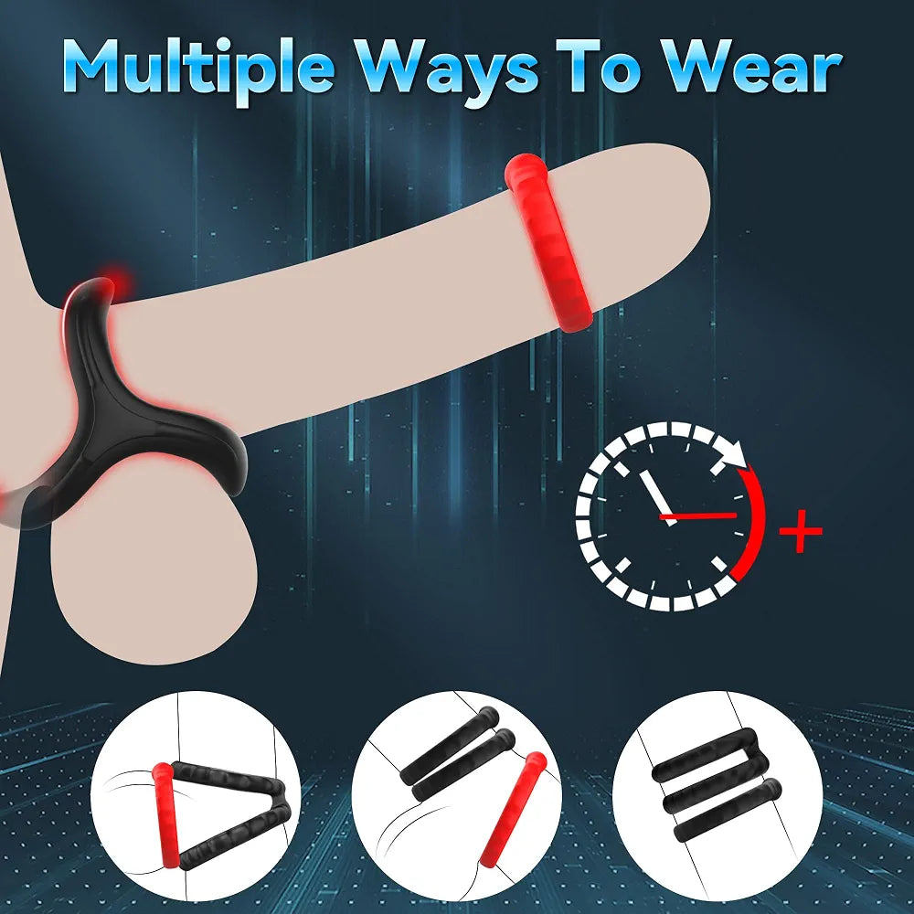10-Piece Stretchy Silicone Cock Ring and Penis Sleeve Set for Enhanced Performance