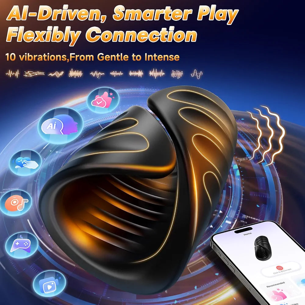 Smart App-Controlled Male Masturbator and Glans Trainer Vibrator