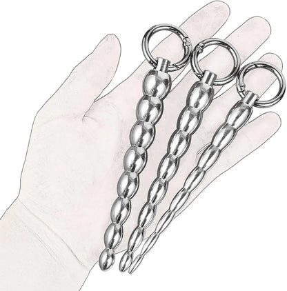 Premium Stainless Steel Urethral Sound Dilator with Removable Grommets - Smooth Penis Plug for Urethral Play