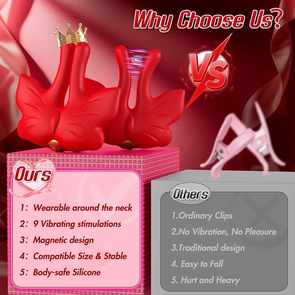 9-Mode Wearable Vibrating Nipple and Clitoral Stimulator for Couples