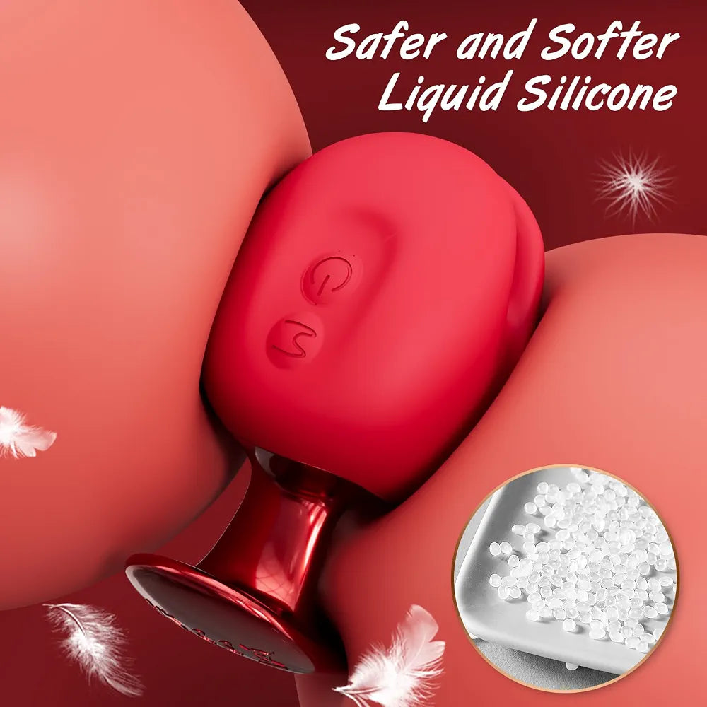 Rose-Shaped Silicone Nipple Clamps with 10-Mode Vibrating Clitoral Stimulator