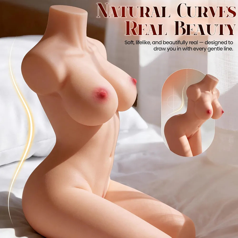 Realistic Male Masturbator Torso with Articulated Skeleton, Textured Vaginal and Anal Tunnels
