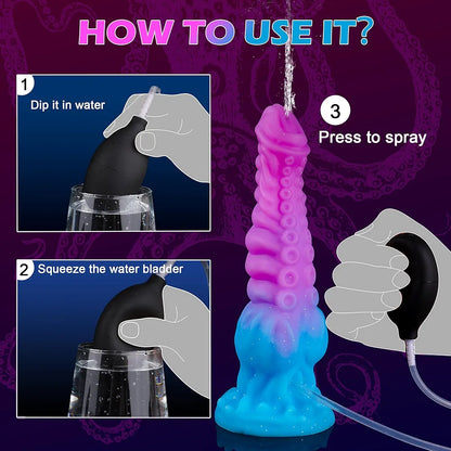 9.7-Inch Fantasy Dragon Tentacle Dildo with Knot and Suction Cup - Soft Silicone Ejaculating Adult Toy