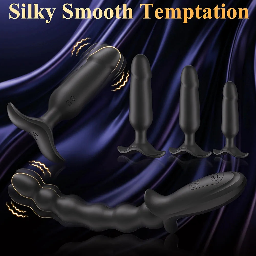 Premium 5-Piece Silicone Anal Training and Prostate Massage Set with Remote Control