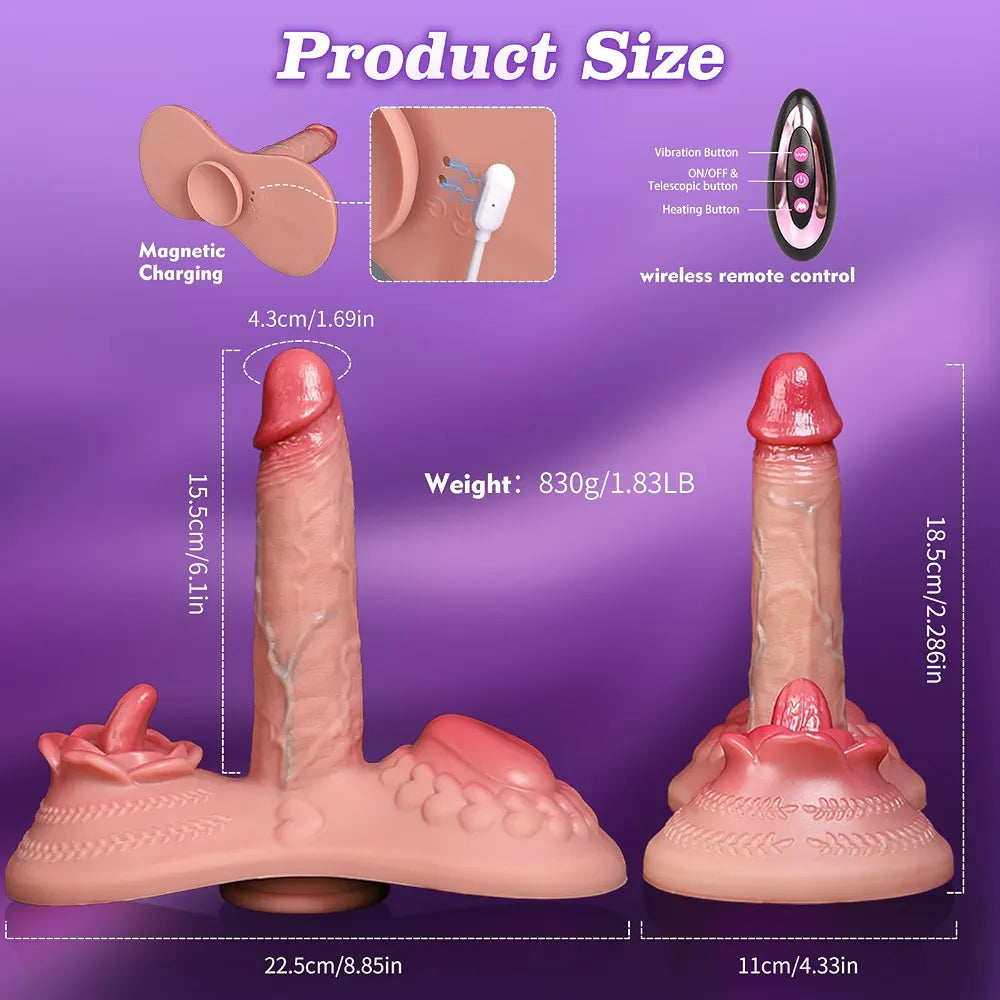 Premium Remote-Controlled Realistic Silicone Thrusting and Vibrating Massager with Heating