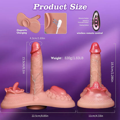 Premium Remote-Controlled Realistic Silicone Thrusting and Vibrating Massager with Heating