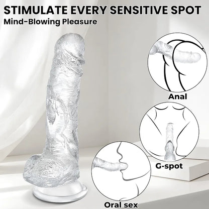 Realistic 5.1" Soft Silicone Curved Dildo with Strong Suction Cup for G-Spot Stimulation