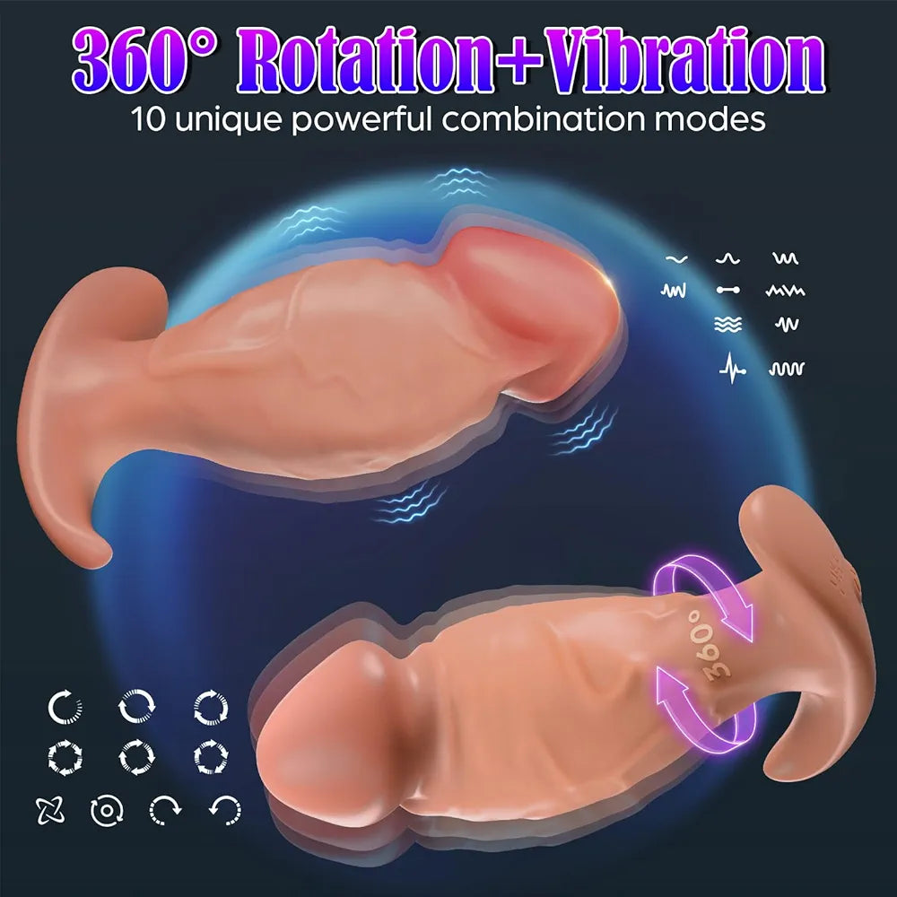 Mtsige App-Controlled Rotating & Vibrating Silicone Anal Plug with 10 Vibration Modes