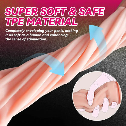 Realistic 7.5-inch Textured Male Masturbator Cup - Quiet Manual Pocket Pussy Adult Sex Toy for Men