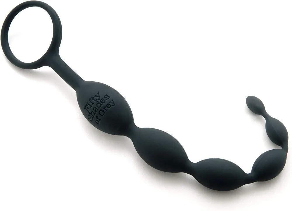 Fifty Shades of Grey Graduated Silicone Anal Beads - 7.5 Inch Black Pleasure Enhancer