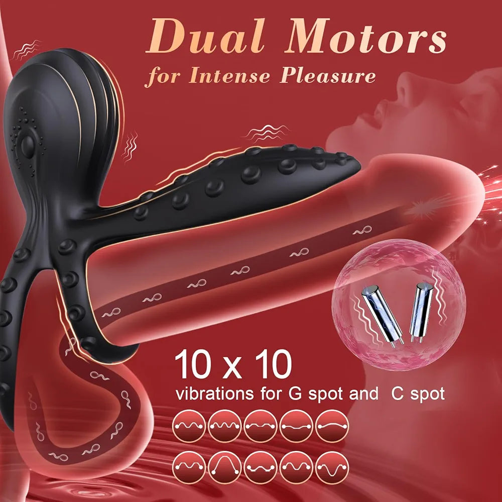 Octopus-Style Vibrating Penis Sleeve with 10 Modes for Enhanced Couples Stimulation