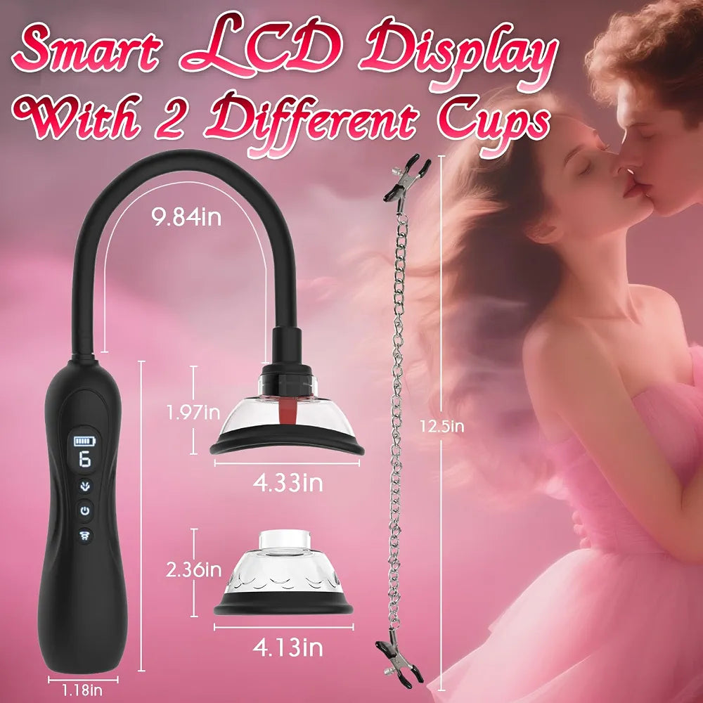 Electric Clitoral and Nipple Suction Stimulator with Tongue-Licking Function