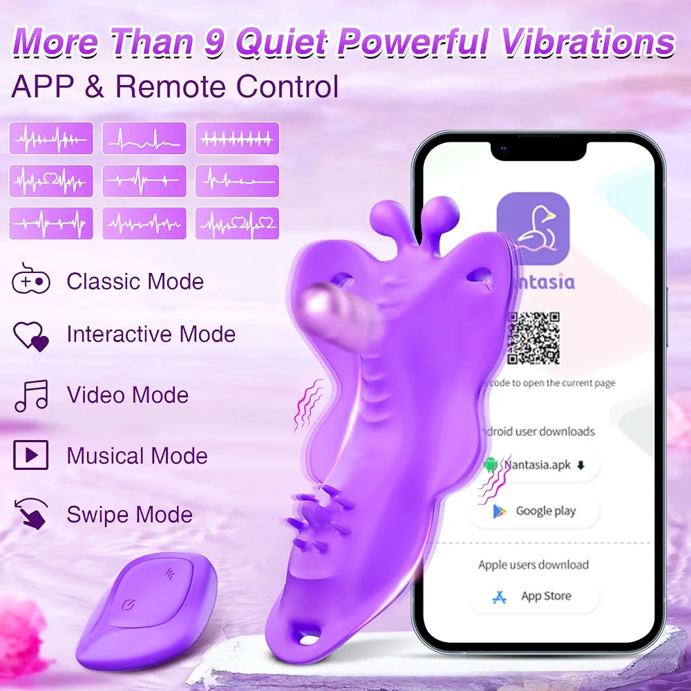 Discreet Wearable Thong Vibrator with App & Remote Control - 9 Vibration Modes