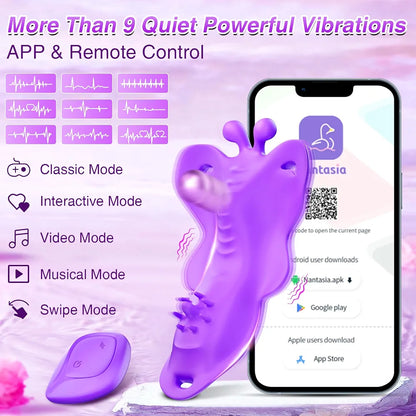 Discreet Wearable Thong Vibrator with App & Remote Control - 9 Vibration Modes