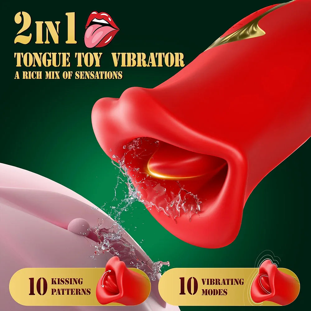 Rose-Shaped Clitoral Stimulator with 20 Vibration and Licking Modes