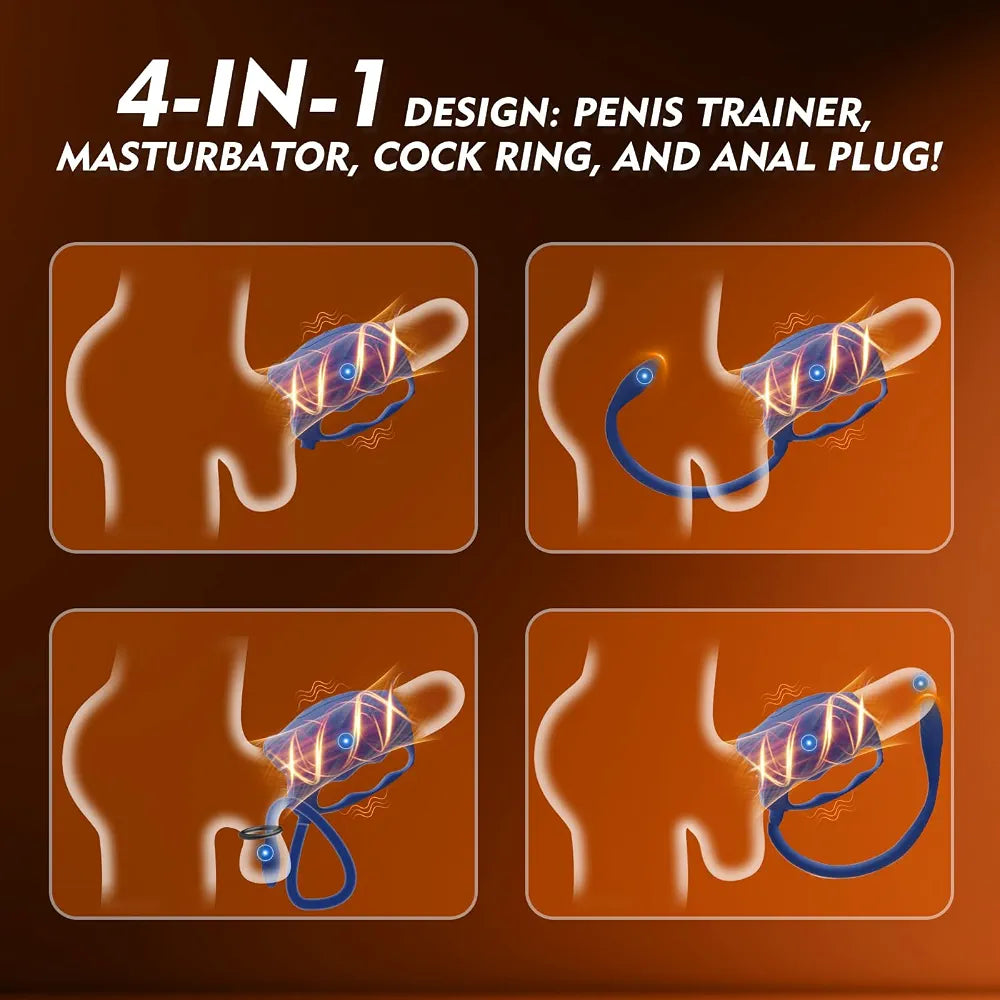 Advanced Male Masturbator with Detachable Butt Plug and Cock Ring - Hands-Free Vibrating Penis Trainer