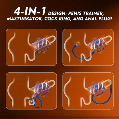 Advanced Male Masturbator with Detachable Butt Plug and Cock Ring - Hands-Free Vibrating Penis Trainer