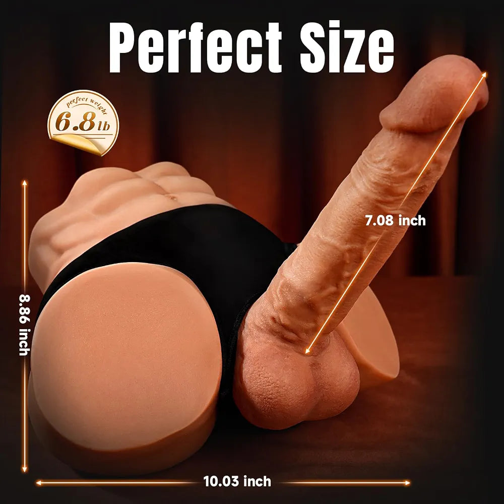 Isskis 6.8LB Male Torso Sex Doll with 7.08in Dildo for Unisex Masturbation and Anal Play
