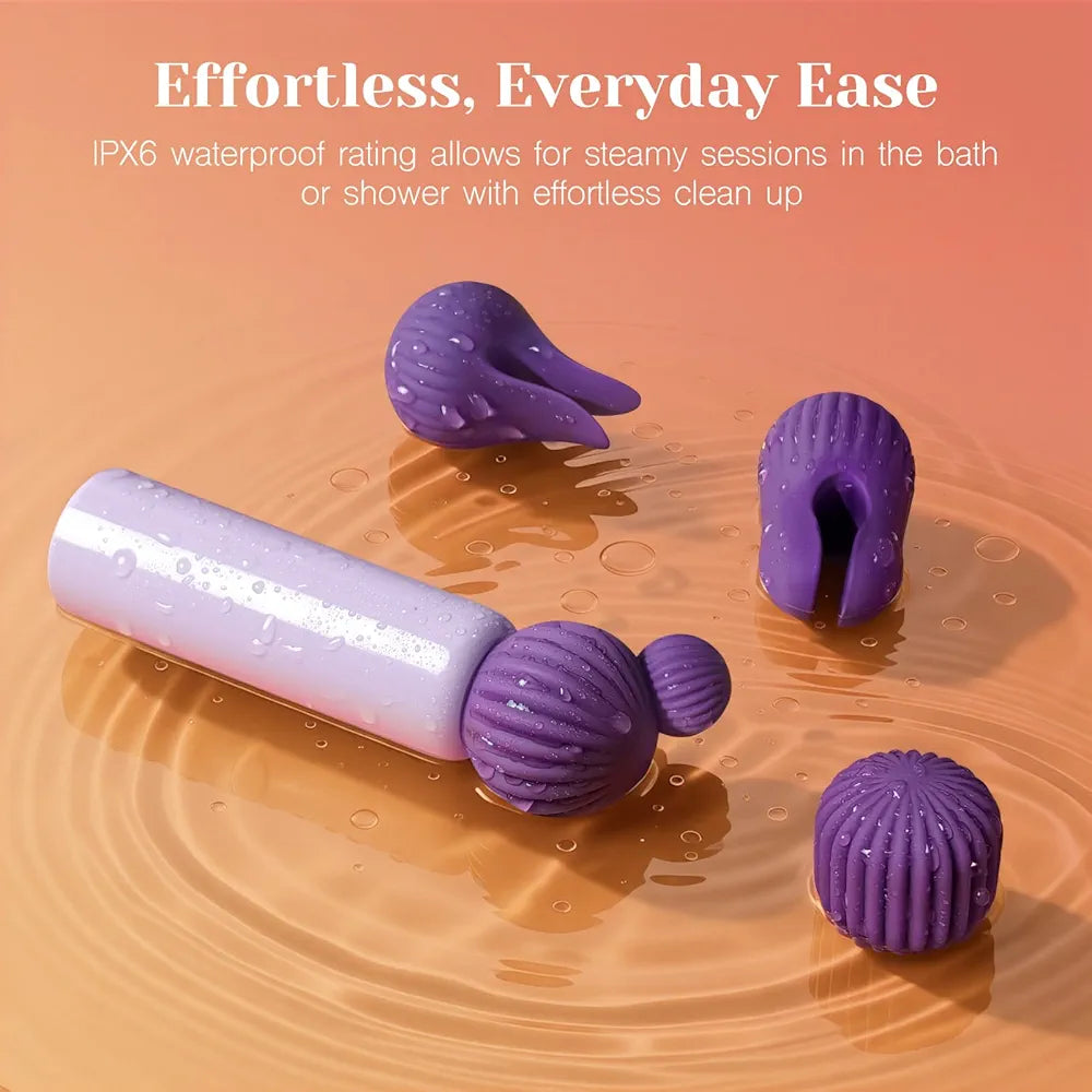 Premium 10-Mode Silicone Bullet Vibrator Set with 4 Interchangeable Attachments